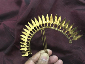 1195 Gold Hair Ornament - Konkan-WOVENSOULS-Antique-Vintage-Textiles-Art-Decor