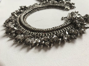 1201 Old Silver Anklets Payal with Uniquely shaped bells - Indian Jewelry-WOVENSOULS-Antique-Vintage-Textiles-Art-Decor