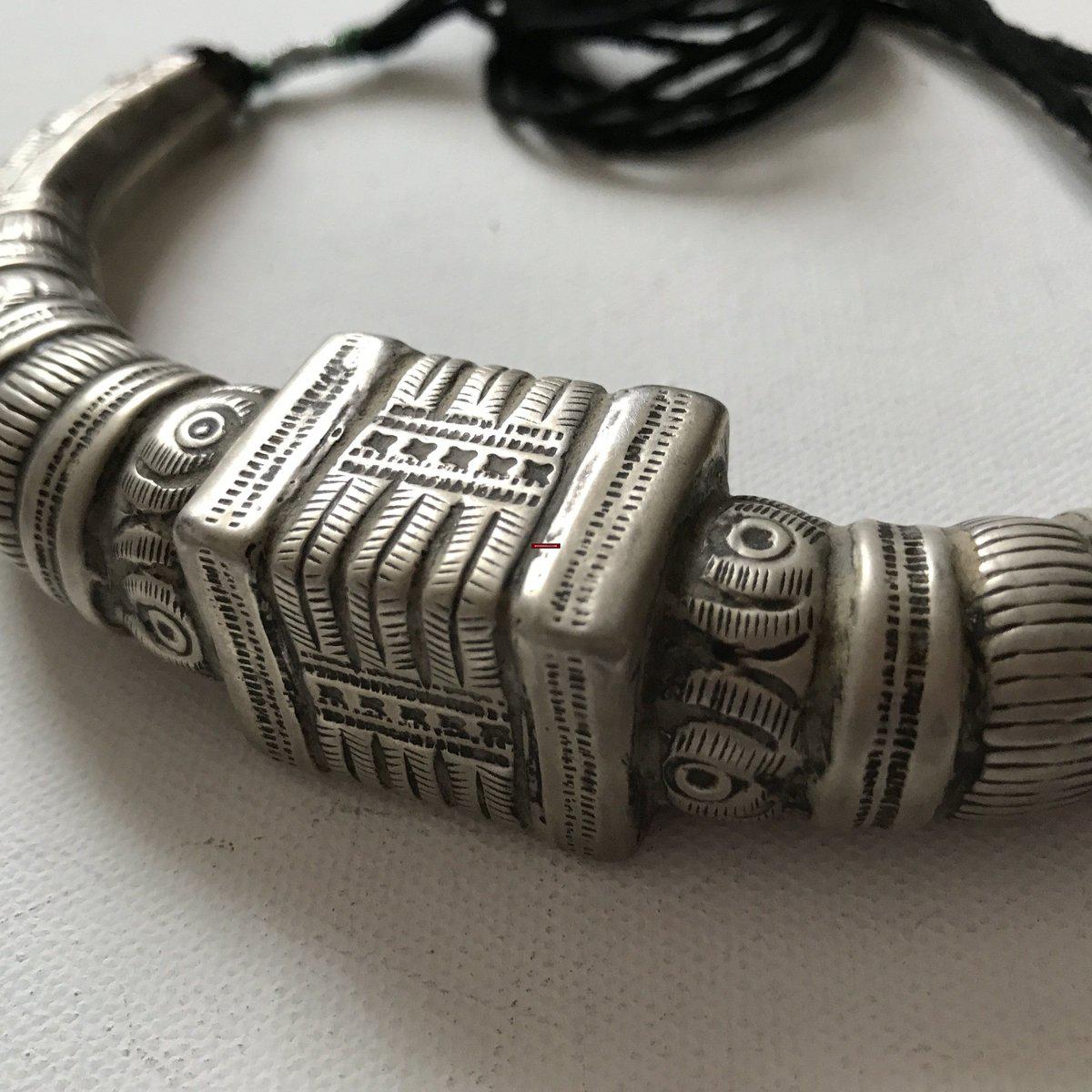 1202 Old Silver Tribal Necklace Torque Indian Jewelry-WOVENSOULS-Antique-Vintage-Textiles-Art-Decor