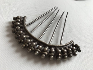 1206 Old Indian Silver Veni Hair Ornament Jewelry-WOVENSOULS-Antique-Vintage-Textiles-Art-Decor