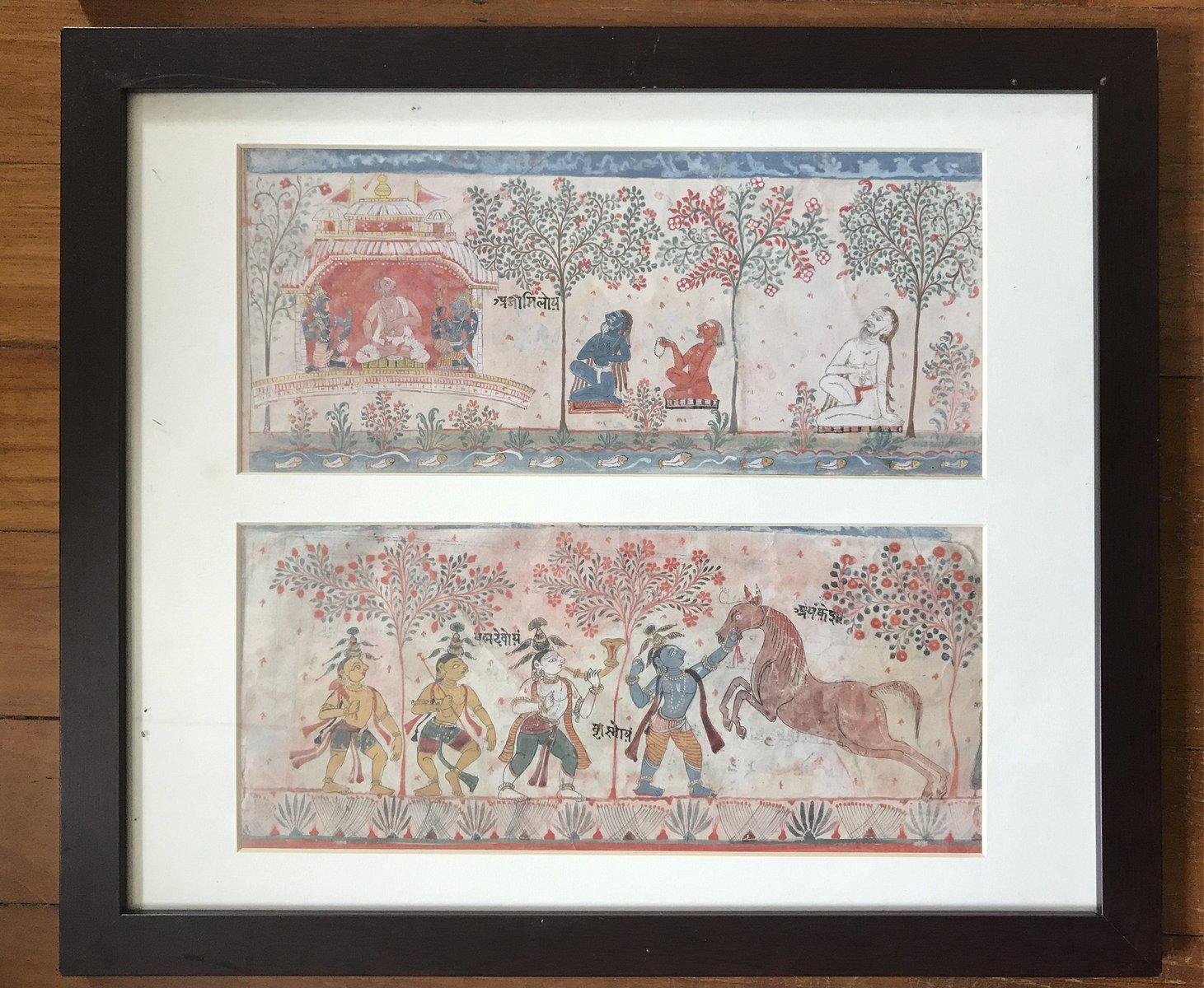 1210 A set of 6 Old Orissa Painting Fragments - Geet Gobind Jayadev-WOVENSOULS-Antique-Vintage-Textiles-Art-Decor