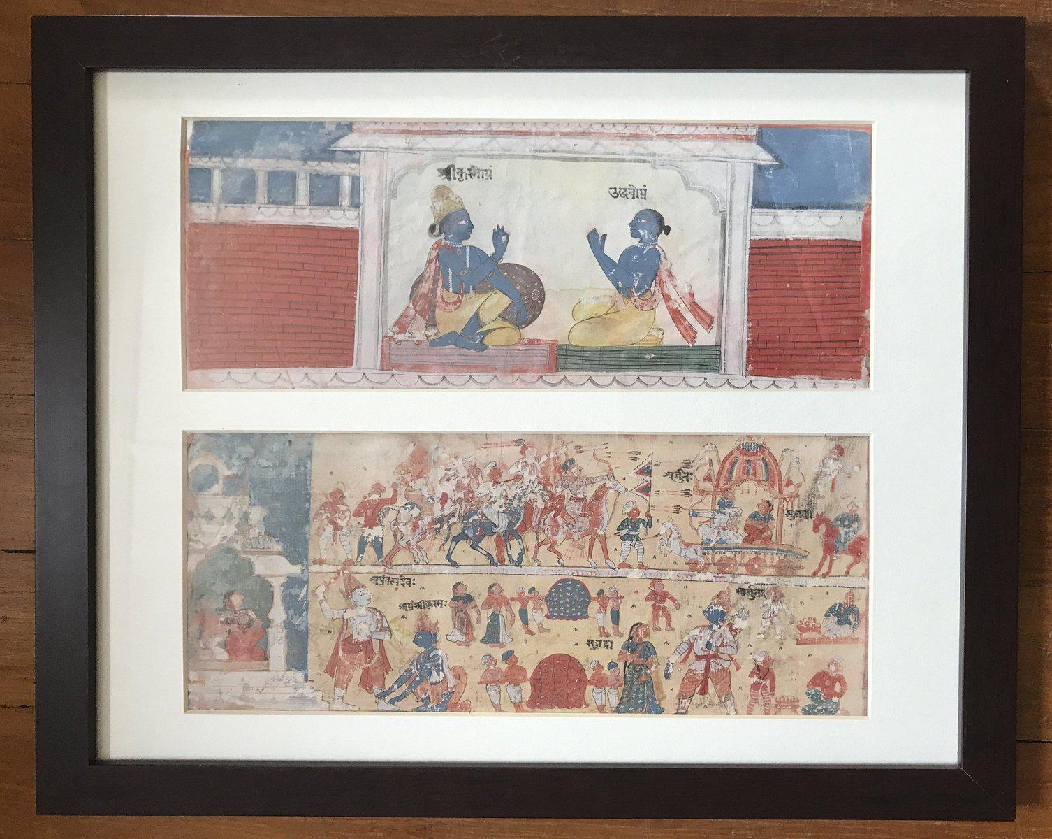 1210 A set of 6 Old Orissa Painting Fragments - Geet Gobind Jayadev-WOVENSOULS-Antique-Vintage-Textiles-Art-Decor