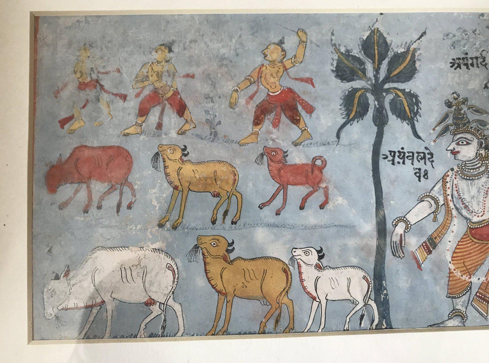 1210 A set of 6 Old Orissa Painting Fragments - Geet Gobind Jayadev-WOVENSOULS-Antique-Vintage-Textiles-Art-Decor