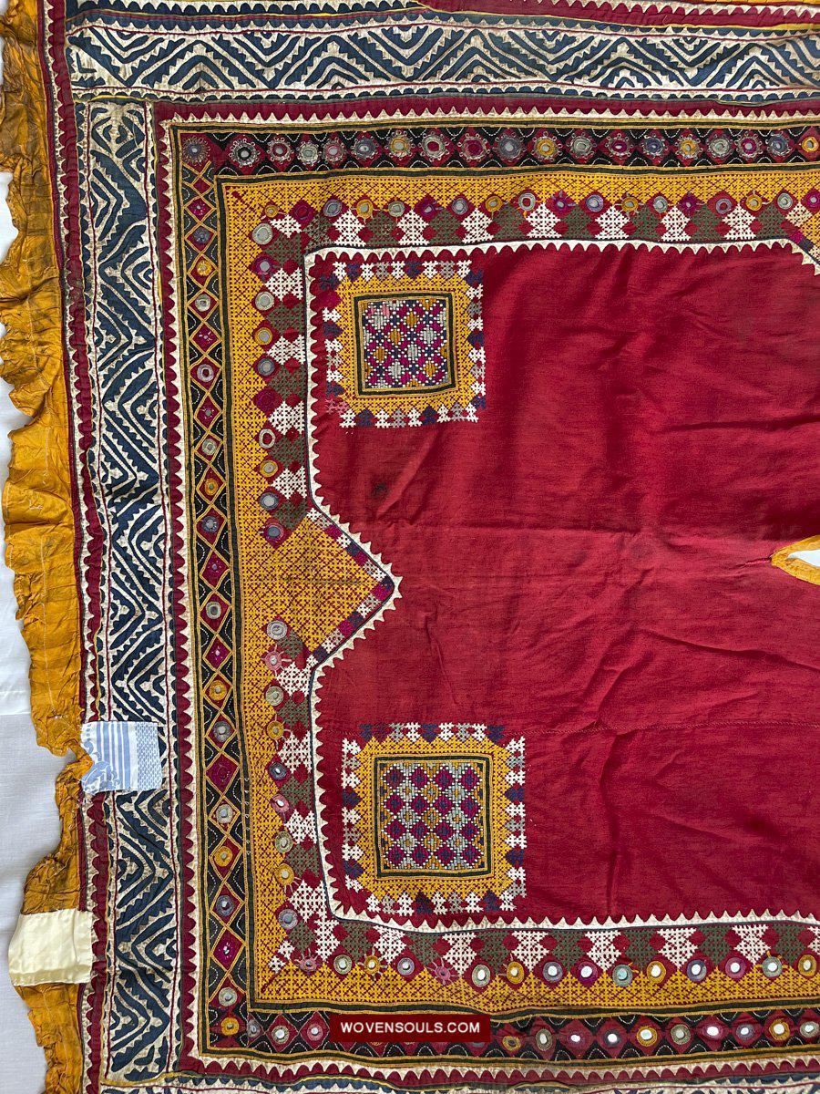 1216 Rare Vintage Ceremonial Camel Cover with Embroidery - Sindh / Rajasthan-WOVENSOULS-Antique-Vintage-Textiles-Art-Decor