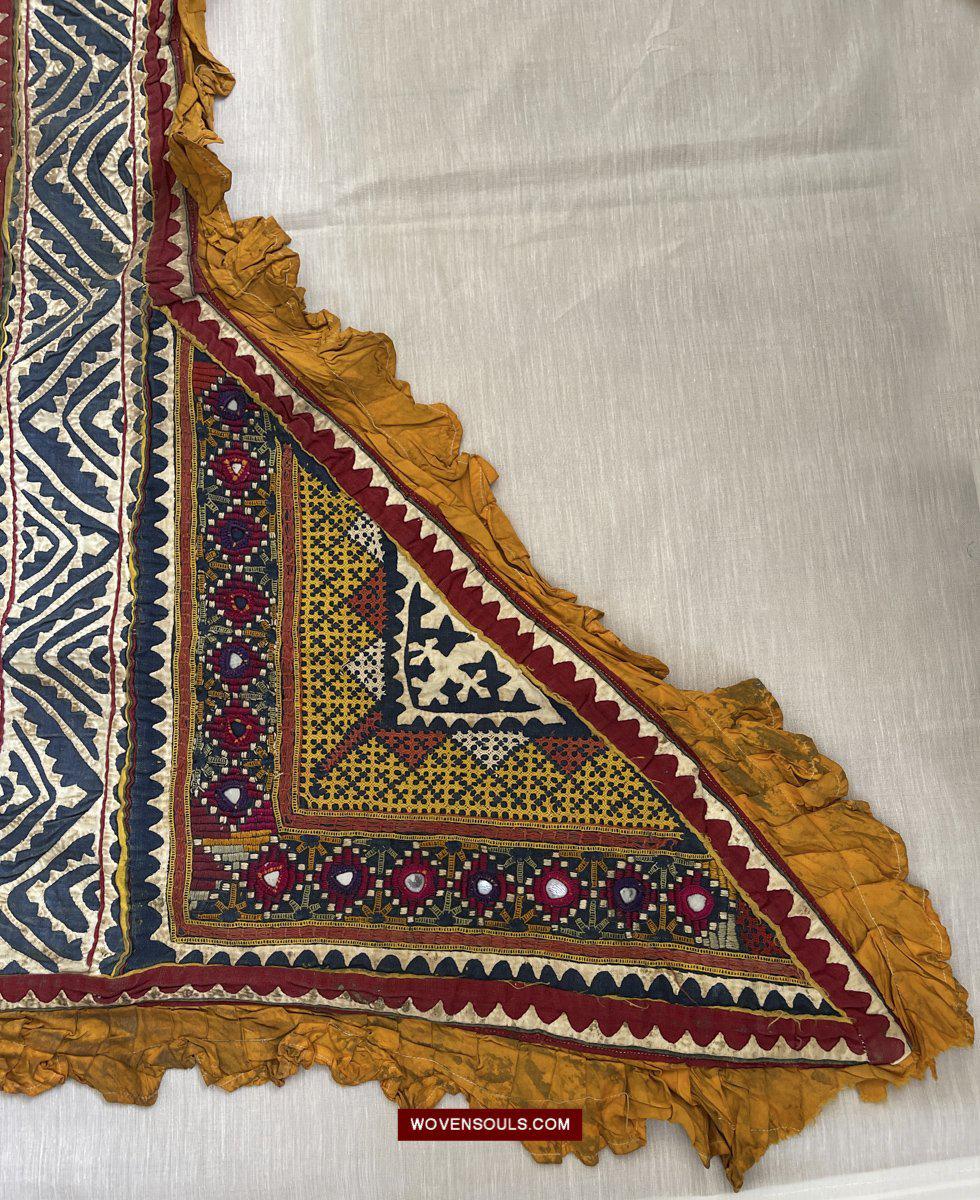 1216 Rare Vintage Ceremonial Camel Cover with Embroidery - Sindh / Rajasthan-WOVENSOULS-Antique-Vintage-Textiles-Art-Decor