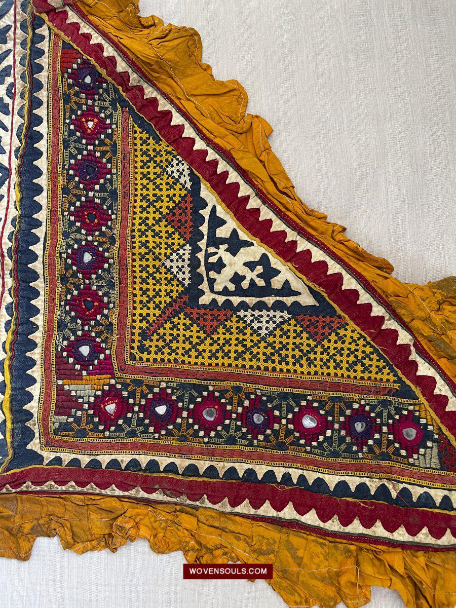 1216 Rare Vintage Ceremonial Camel Cover with Embroidery - Sindh / Rajasthan-WOVENSOULS-Antique-Vintage-Textiles-Art-Decor