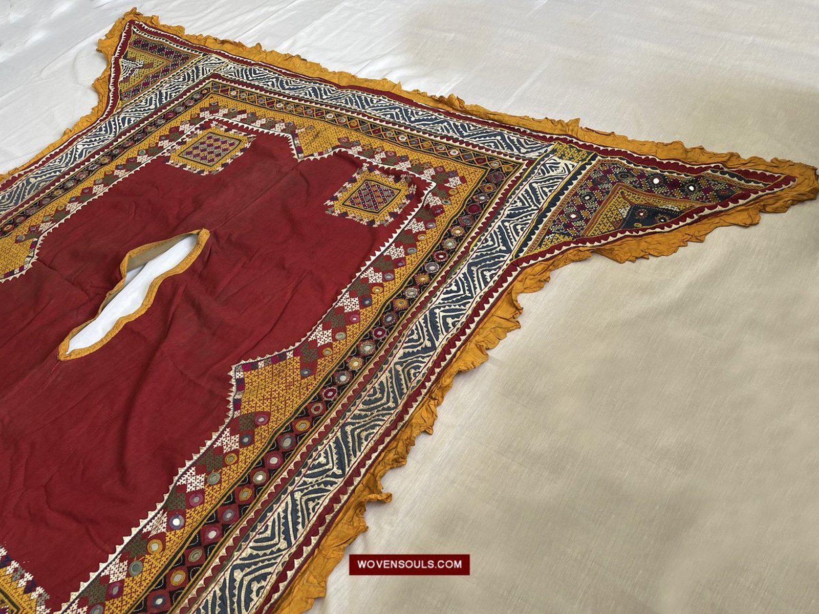 1216 Rare Vintage Ceremonial Camel Cover with Embroidery - Sindh / Rajasthan-WOVENSOULS-Antique-Vintage-Textiles-Art-Decor