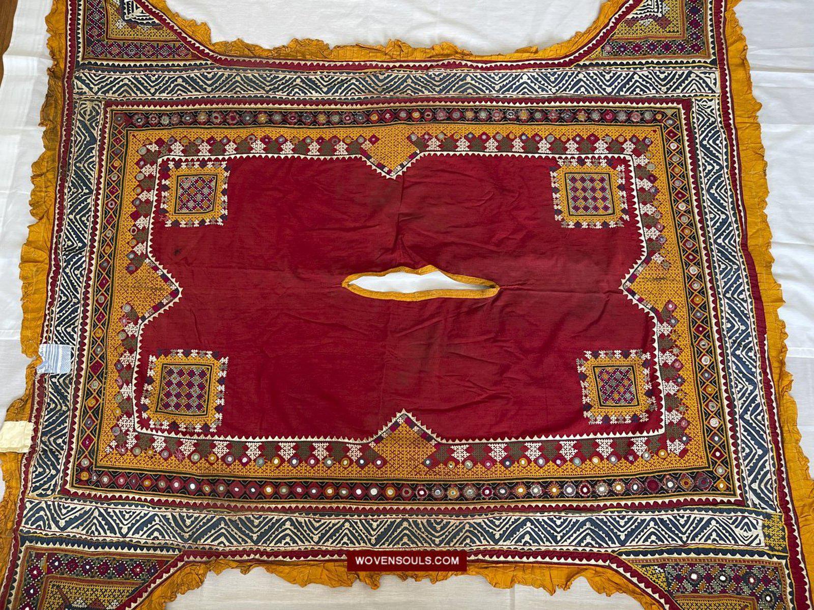 1216 Rare Vintage Ceremonial Camel Cover with Embroidery - Sindh / Rajasthan-WOVENSOULS-Antique-Vintage-Textiles-Art-Decor