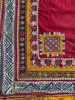 1216 Rare Vintage Ceremonial Camel Cover with Embroidery - Sindh / Rajasthan-WOVENSOULS-Antique-Vintage-Textiles-Art-Decor