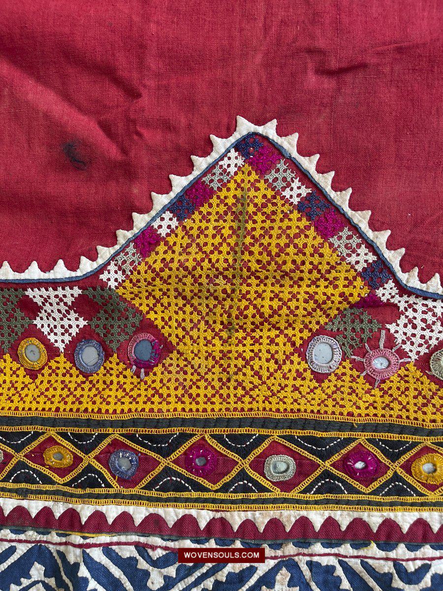 1216 Rare Vintage Ceremonial Camel Cover with Embroidery - Sindh / Rajasthan-WOVENSOULS-Antique-Vintage-Textiles-Art-Decor