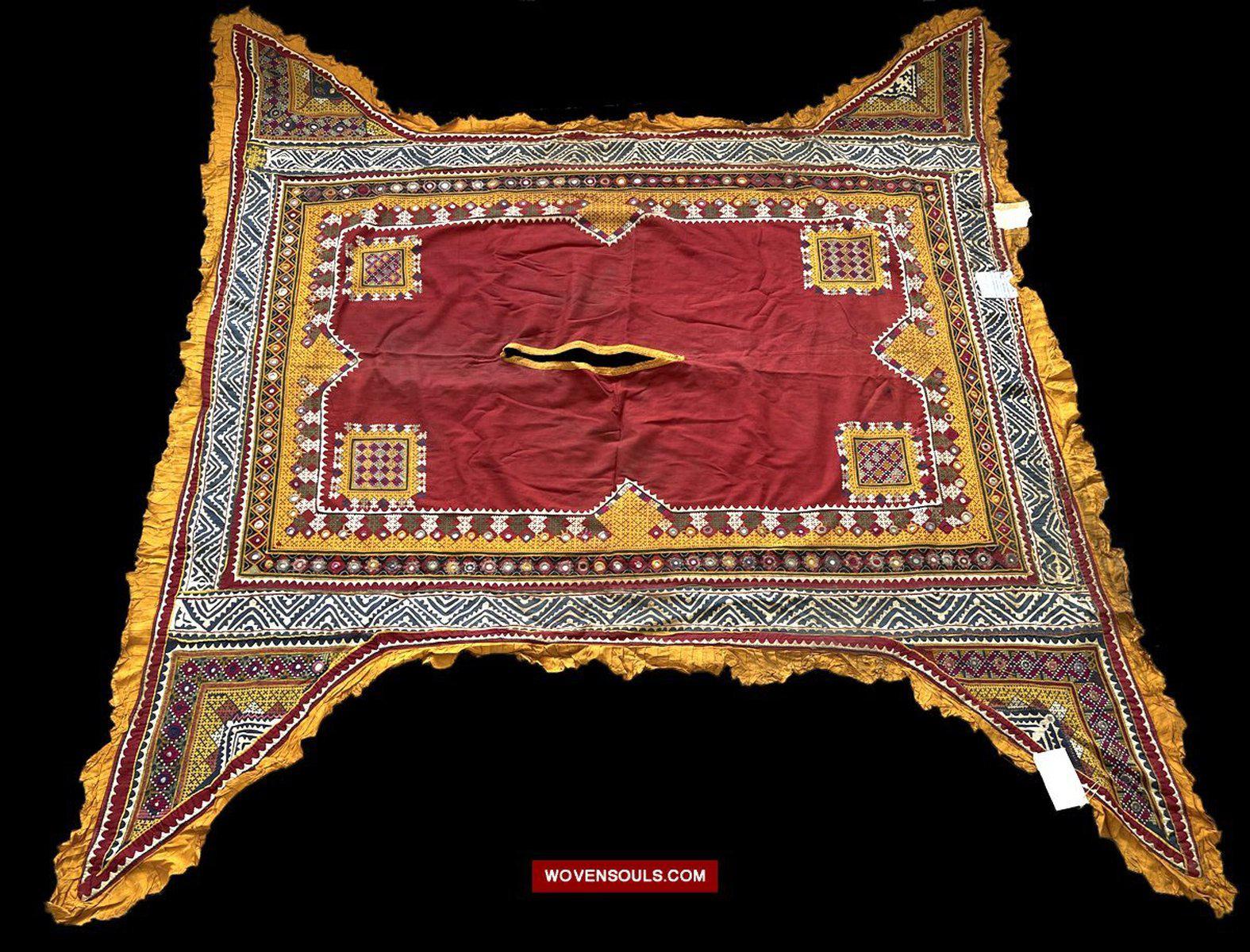 1216 Rare Vintage Ceremonial Camel Cover with Embroidery - Sindh / Rajasthan-WOVENSOULS-Antique-Vintage-Textiles-Art-Decor