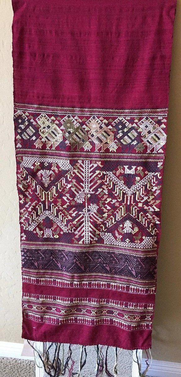 Tessitura di seta vintage del Laos del 1218 - Stola-WOVENSOULS-Arredamento artistico-tessile-vintage-antico