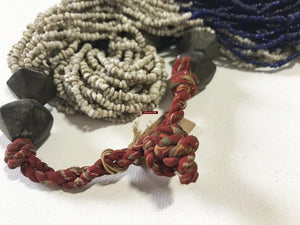 1223 - Antique Tribal Bead Wedding Necklace with 8 Bronze beads - Odisha-WOVENSOULS-Antique-Vintage-Textiles-Art-Decor