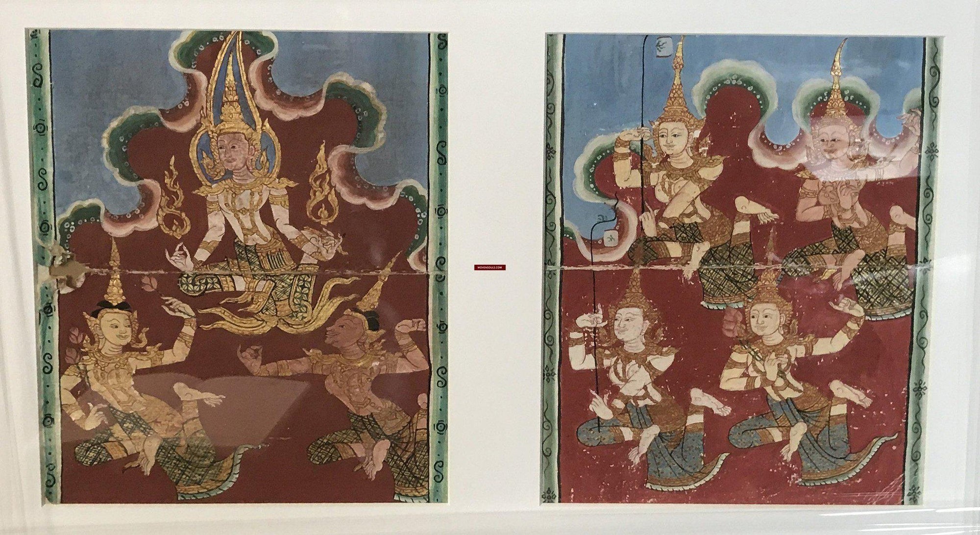 1226-B Antique Thai Painting from Phra Malai Manuscript-WOVENSOULS-Antique-Vintage-Textiles-Art-Decor