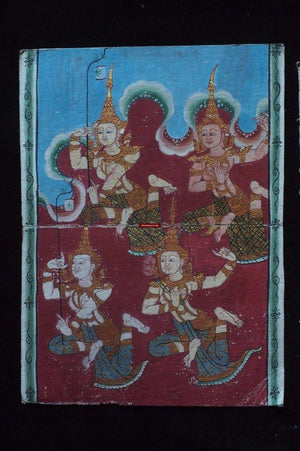 1226-B Antique Thai Painting from Phra Malai Manuscript-WOVENSOULS-Antique-Vintage-Textiles-Art-Decor