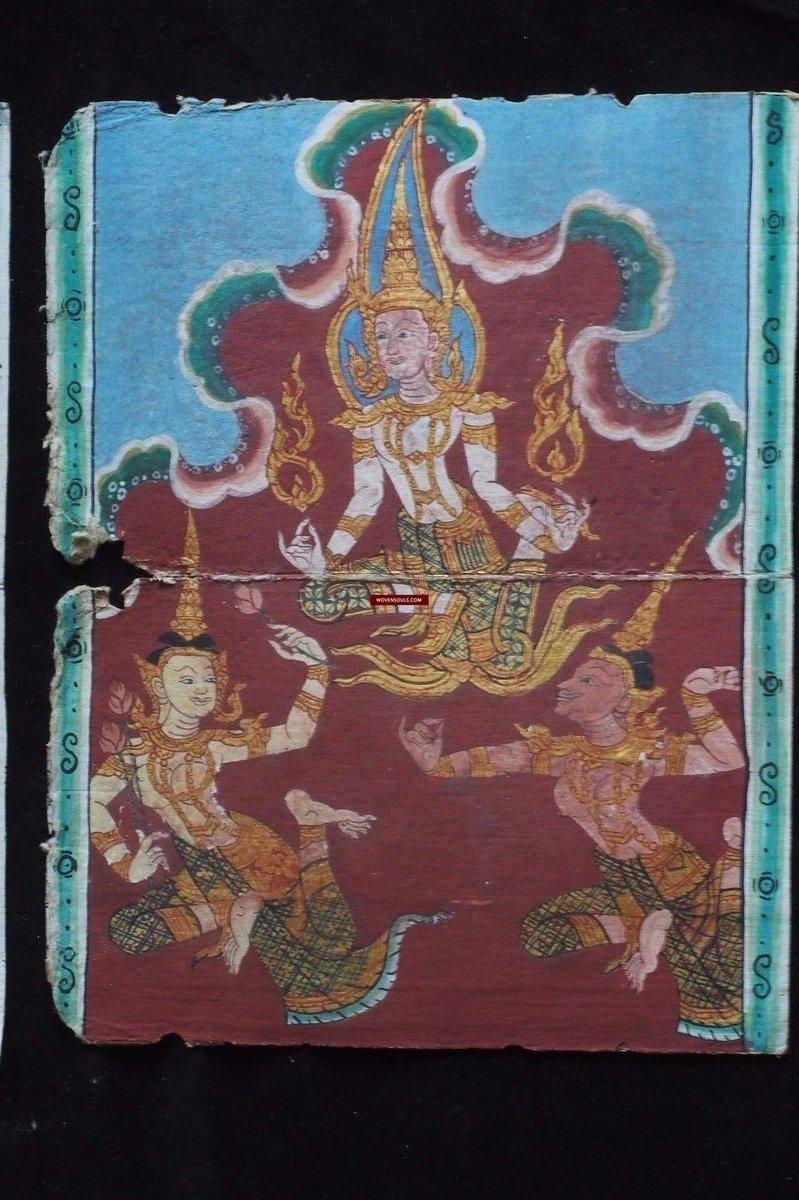 1226-B Antique Thai Painting from Phra Malai Manuscript-WOVENSOULS-Antique-Vintage-Textiles-Art-Decor