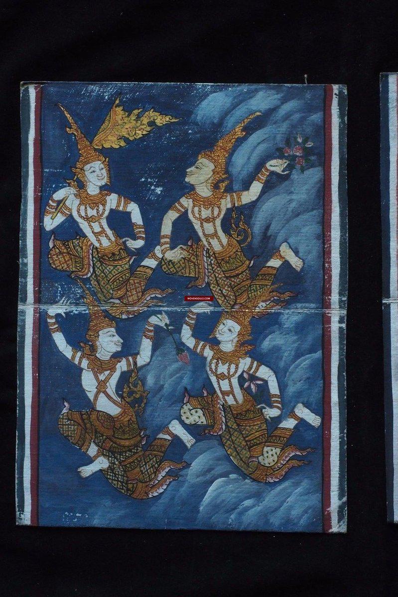 1226-C SOLD Antique Thai Painting from Phra Malai Manuscript-WOVENSOULS-Antique-Vintage-Textiles-Art-Decor