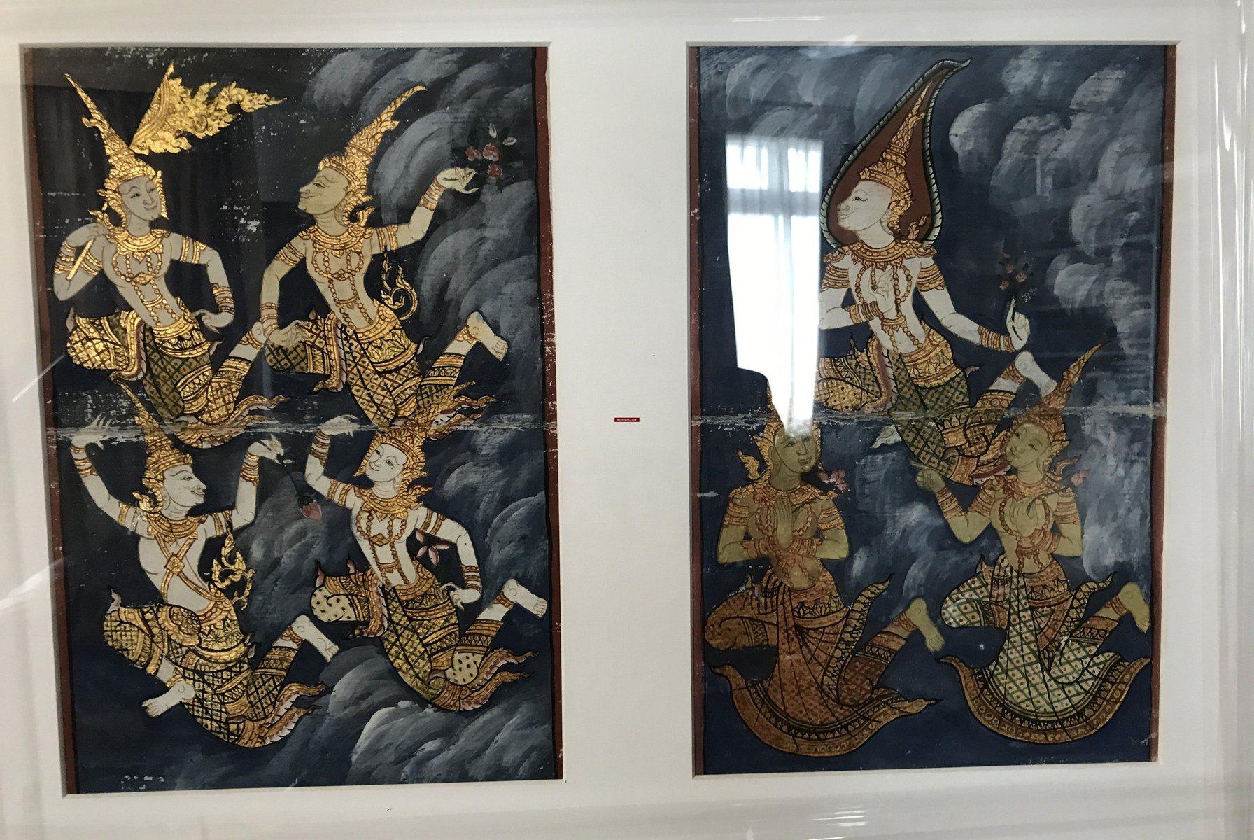 1226-C SOLD Antique Thai Painting from Phra Malai Manuscript-WOVENSOULS-Antique-Vintage-Textiles-Art-Decor