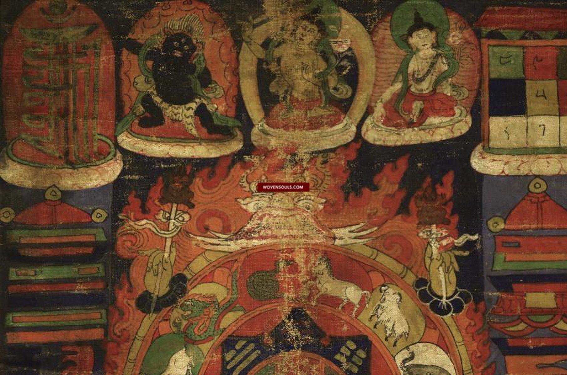 1228 Antique Tibetan Astrological Calendar Thangka - MASTERPIECE - SOLD-WOVENSOULS-Antique-Vintage-Textiles-Art-Decor