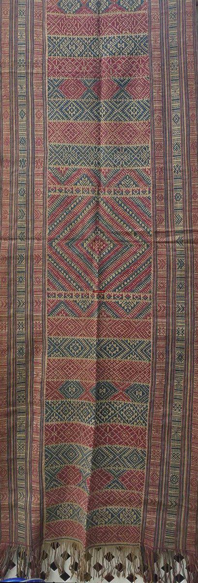 1229 Antique Museum Quality Bhutan Handwoven Shawl-WOVENSOULS-Antique-Vintage-Textiles-Art-Decor