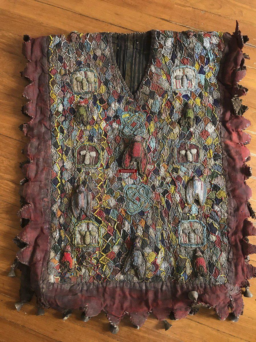 1239 Antique Beaded Yoruba Shango Priest Ceremonial Tunic Masterpiece-WOVENSOULS-Antique-Vintage-Textiles-Art-Decor