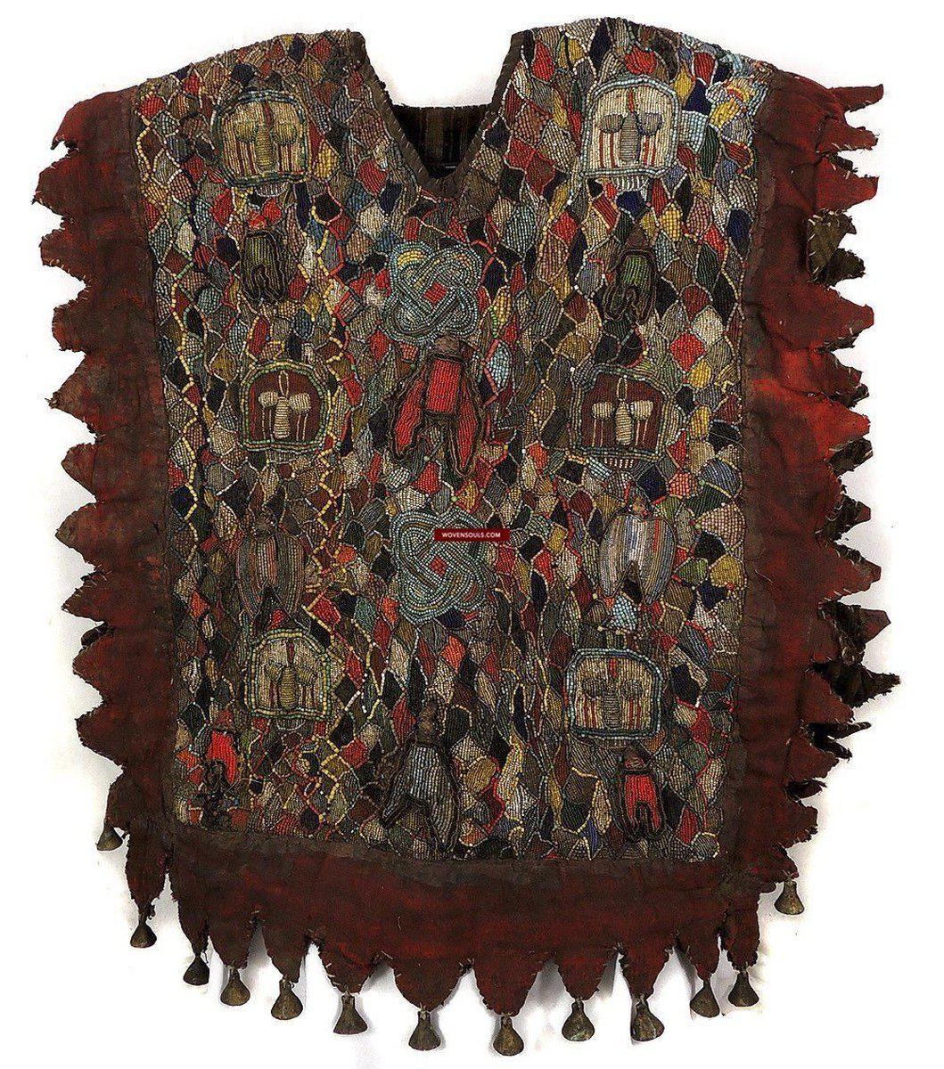 1239 Antique Beaded Yoruba Shango Priest Ceremonial Tunic Masterpiece-WOVENSOULS-Antique-Vintage-Textiles-Art-Decor