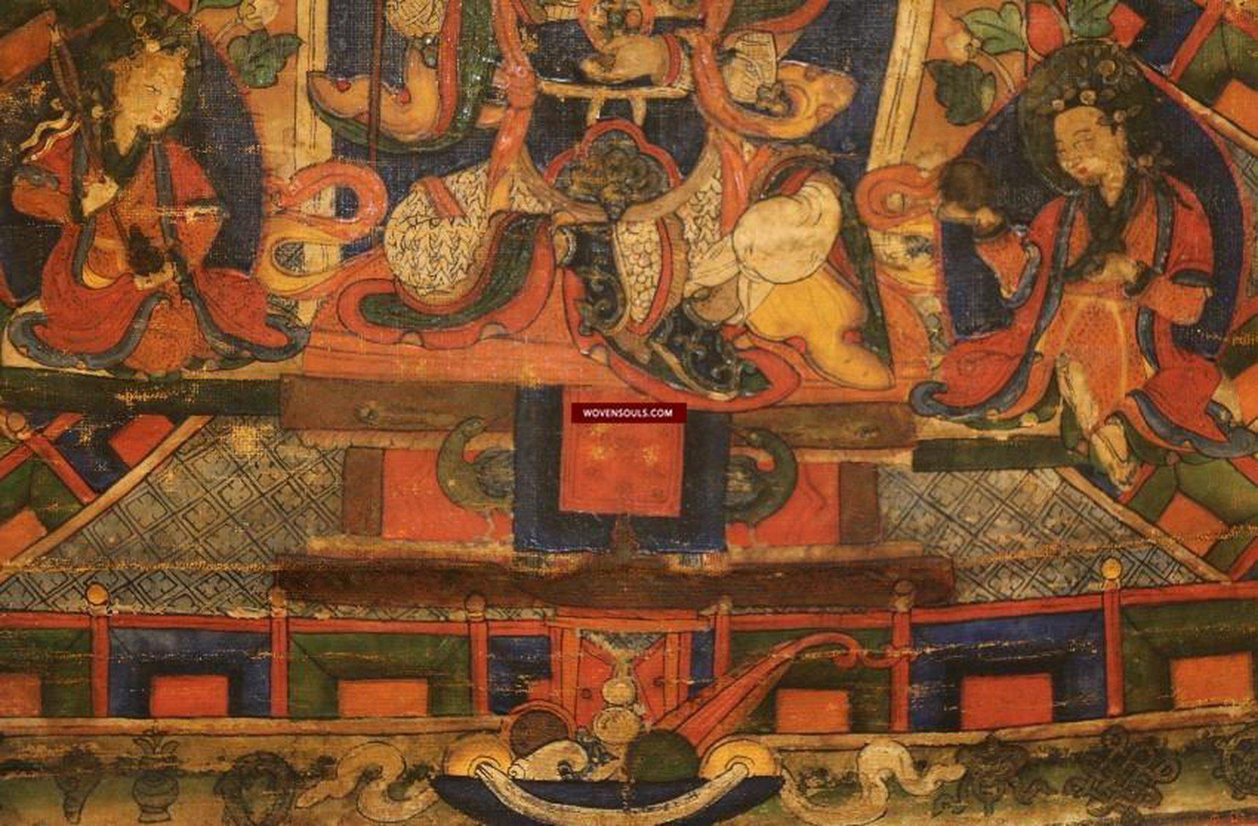 1240 Antique Tibet Thangka - Srongtsen Gampo-WOVENSOULS-Antique-Vintage-Textiles-Art-Decor