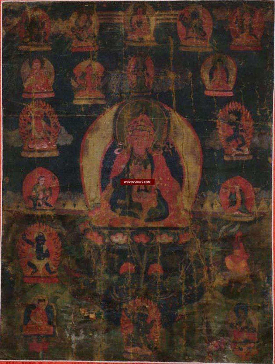 1242 Antique Tibetan Thangka Padmasambhava-WOVENSOULS-Antique-Vintage-Textiles-Art-Decor