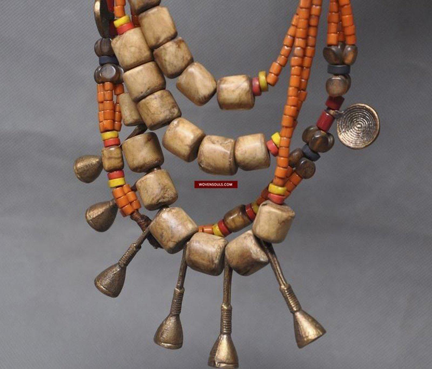 1243 SOLD Old Naga Tribal Heirloom Bead Necklace-WOVENSOULS-Antique-Vintage-Textiles-Art-Decor