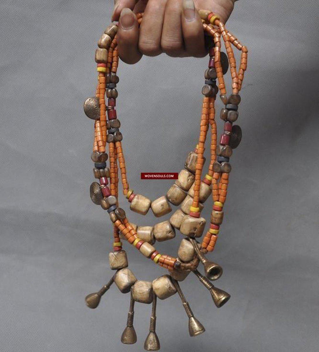 1243 SOLD Old Naga Tribal Heirloom Bead Necklace-WOVENSOULS-Antique-Vintage-Textiles-Art-Decor