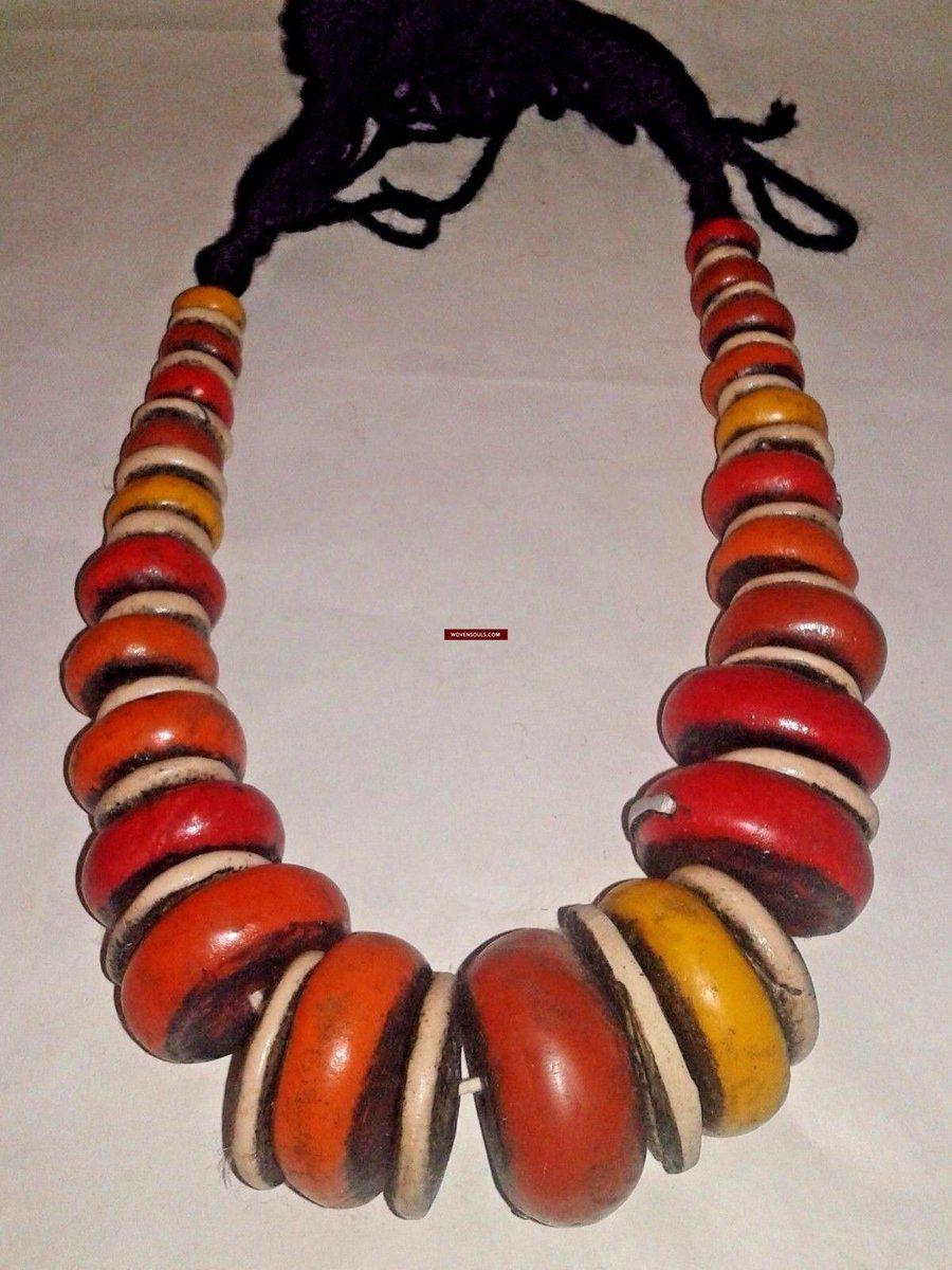 1245 SOLD Antique Moroccan Berber Trade Bead Necklace-WOVENSOULS-Antique-Vintage-Textiles-Art-Decor