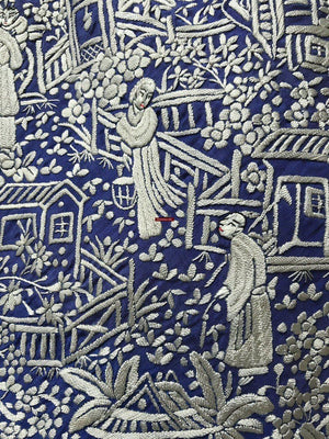 1252 Antique Double Sided Embroidery Manila Manton - Cantonese Embroidery - Warriors-WOVENSOULS-Antique-Vintage-Textiles-Art-Decor