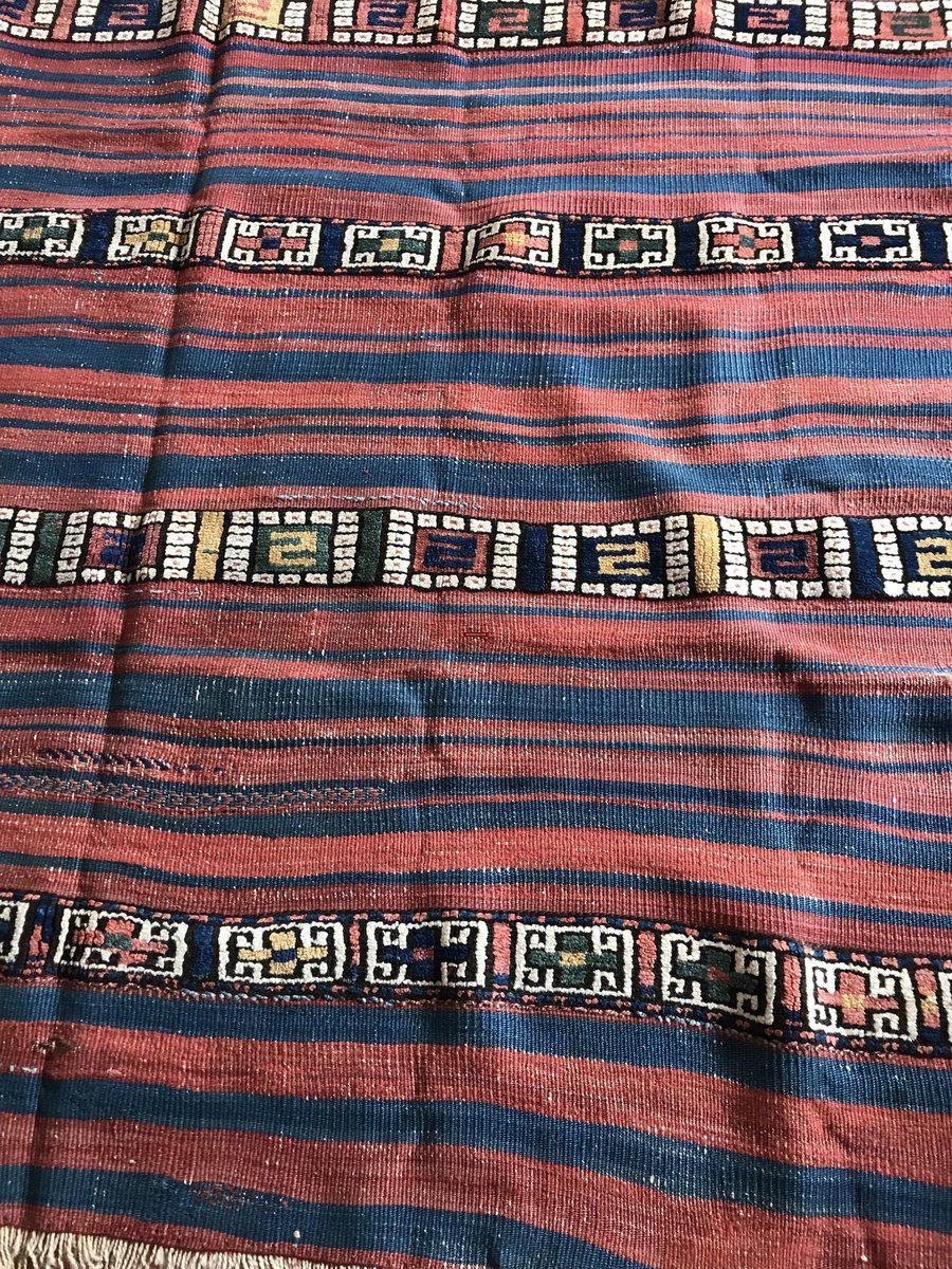 1257 Rare Antique Anatolian Yuncu Kilim with Pile Bands - Gallery-2-WOVENSOULS-Antique-Vintage-Textiles-Art-Decor