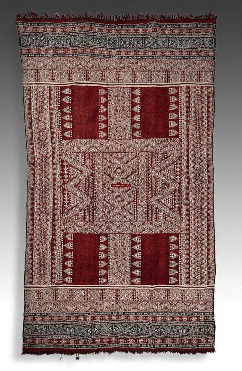 1259 Antique Bakhnoug Shawl - Textile Art Masterpiece-WOVENSOULS-Antique-Vintage-Textiles-Art-Decor