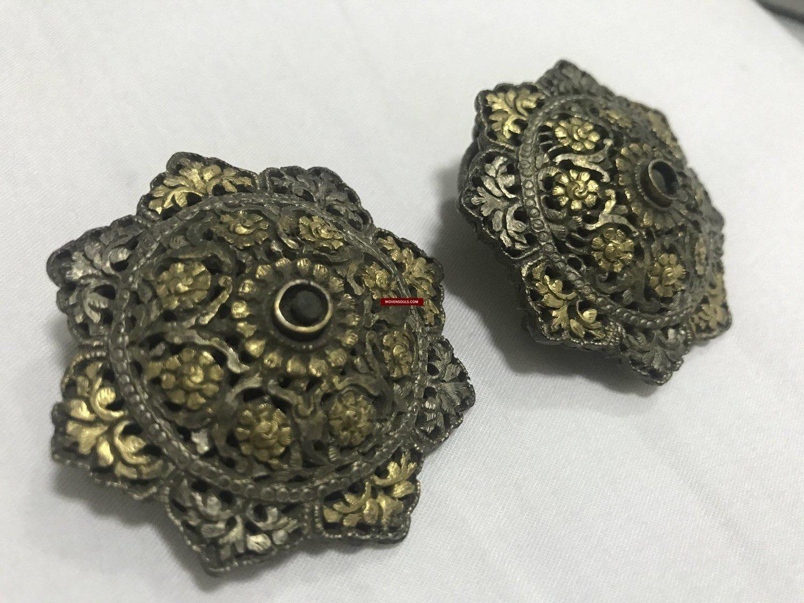 1263 Rare Antique Himalayan Silver Ornament Pair - Koma / Kooma from Sikkim-WOVENSOULS-Antique-Vintage-Textiles-Art-Decor