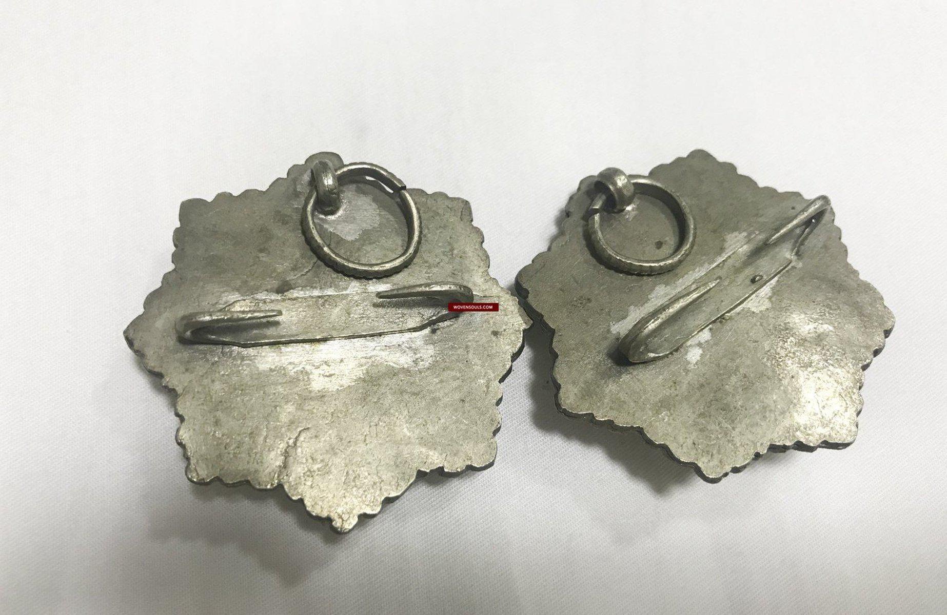 1263 Rare Antique Himalayan Silver Ornament Pair - Koma / Kooma from Sikkim-WOVENSOULS-Antique-Vintage-Textiles-Art-Decor