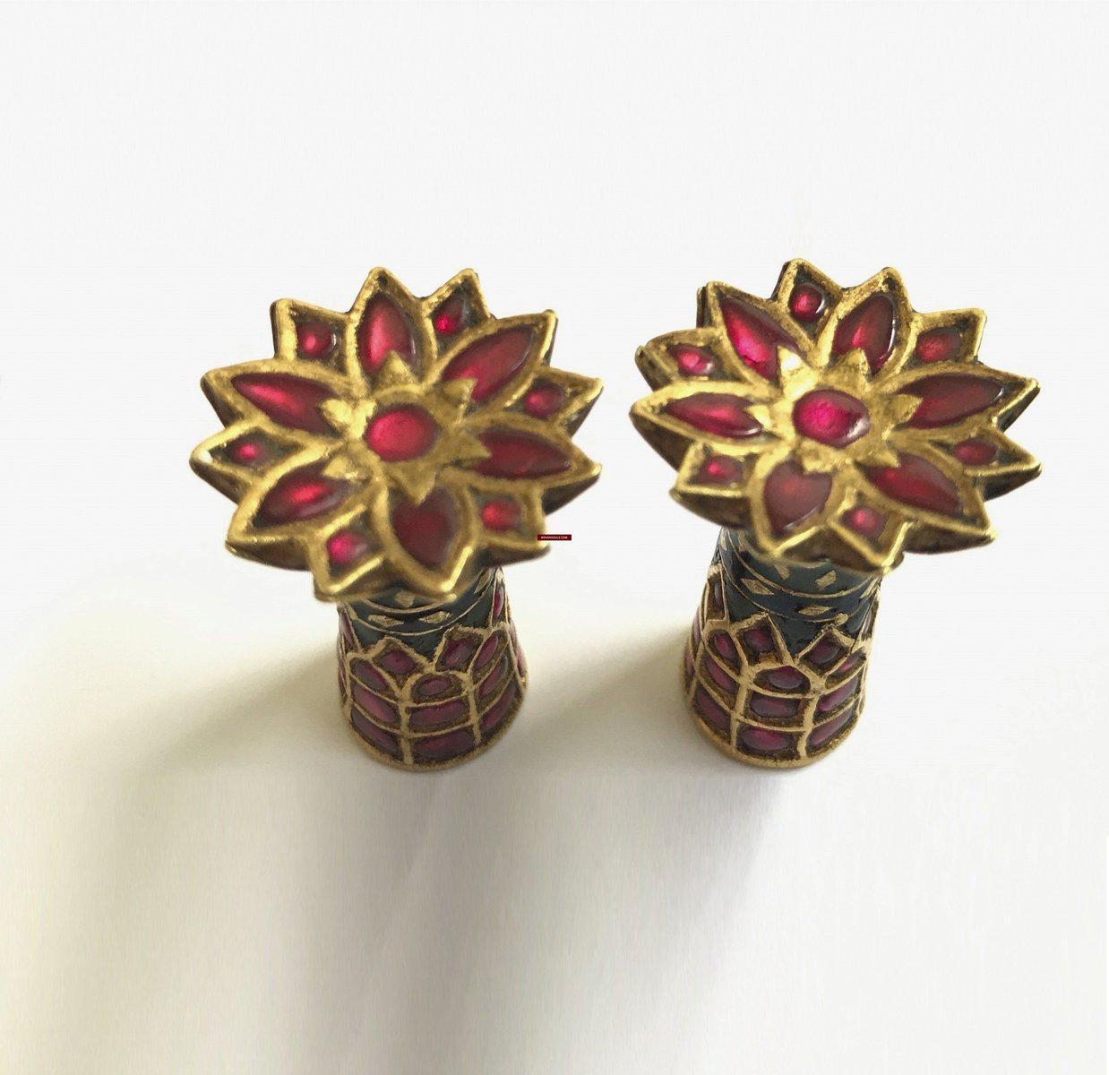 1274 Old Assam Thuriya Earrings - Collector's Masterpiece-WOVENSOULS-Antique-Vintage-Textiles-Art-Decor