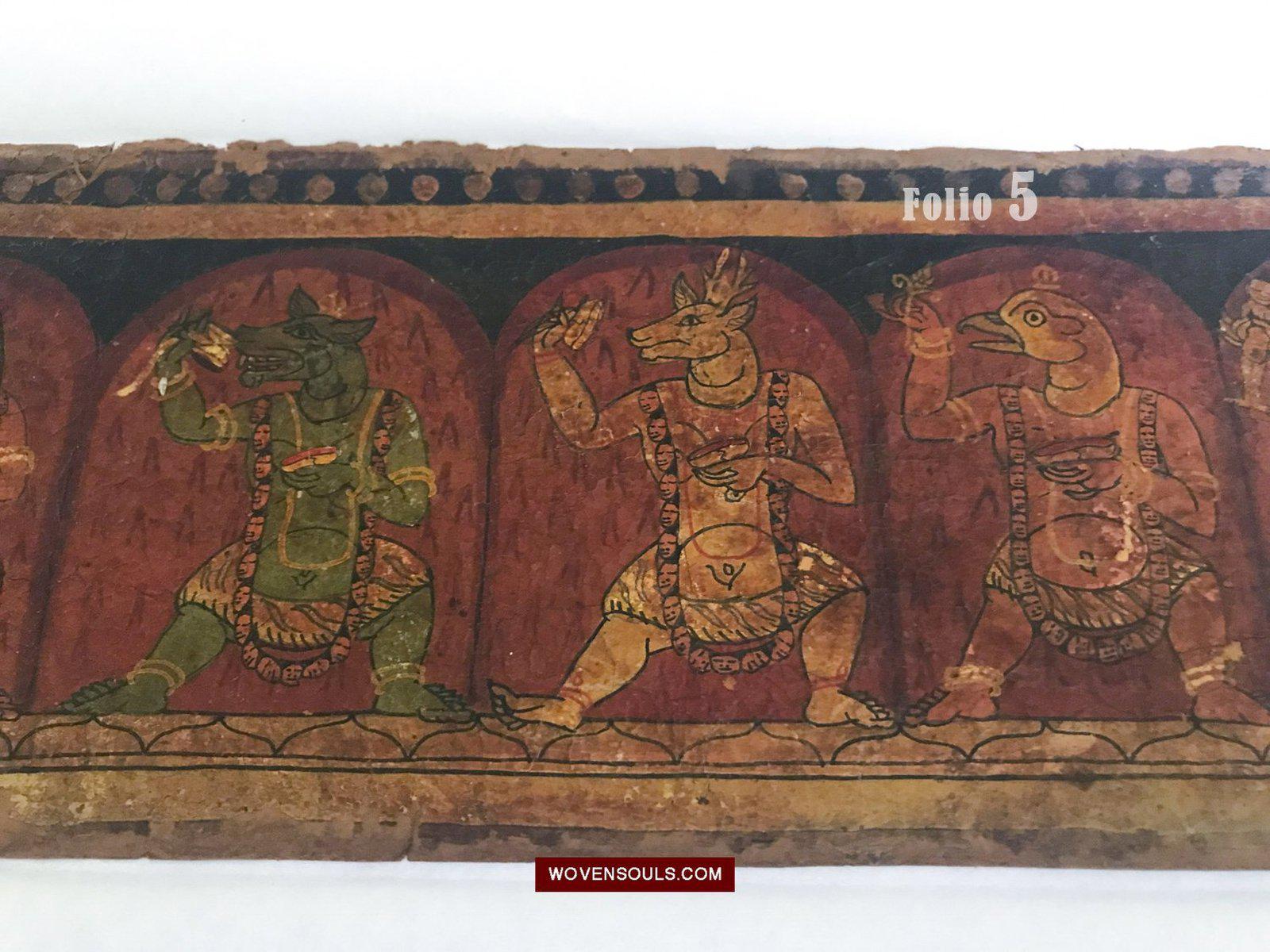 1278 Ancient Tibetan Manuscript leaves with Paintings of Deities-WOVENSOULS-Antique-Vintage-Textiles-Art-Decor