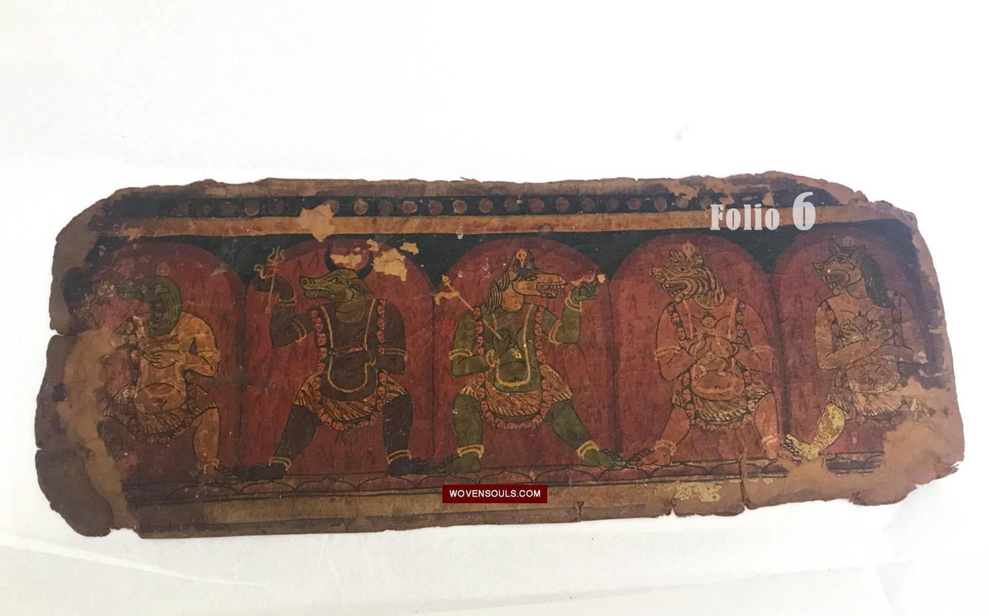 1278 Ancient Tibetan Manuscript leaves with Paintings of Deities-WOVENSOULS-Antique-Vintage-Textiles-Art-Decor