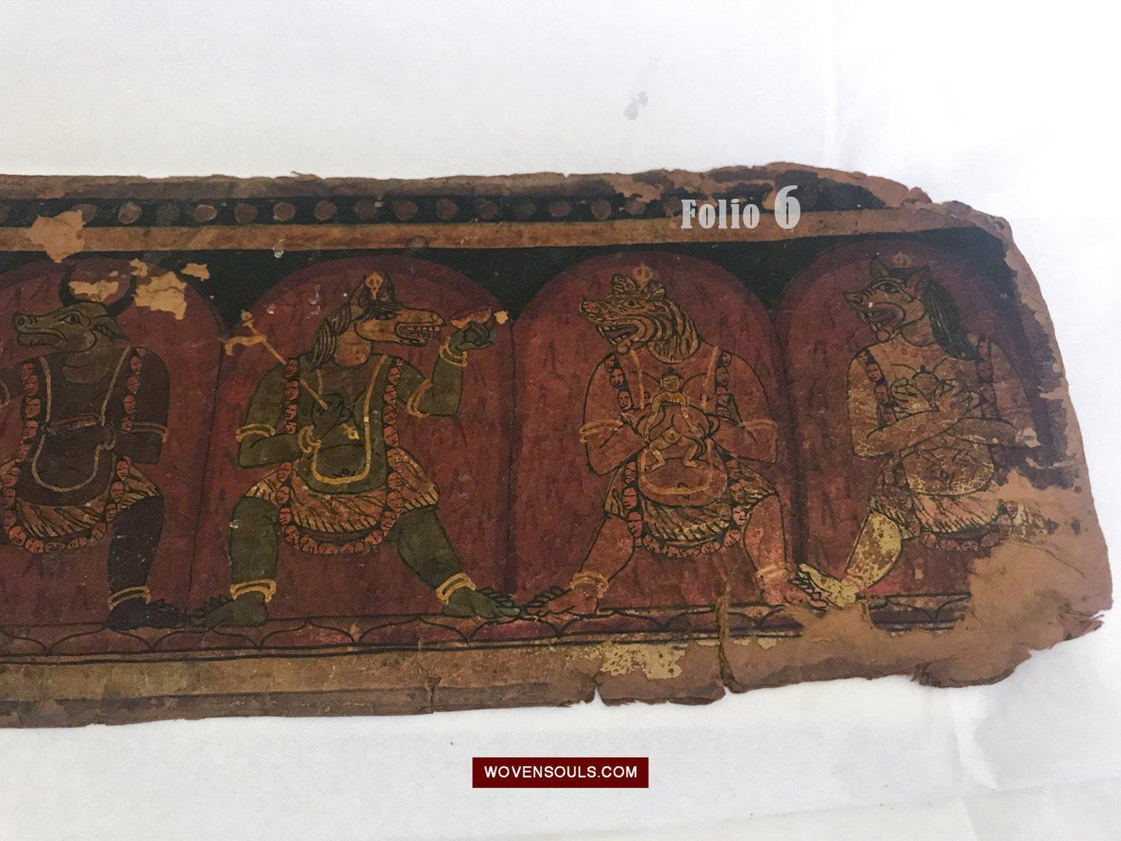 1278 Ancient Tibetan Manuscript leaves with Paintings of Deities-WOVENSOULS-Antique-Vintage-Textiles-Art-Decor