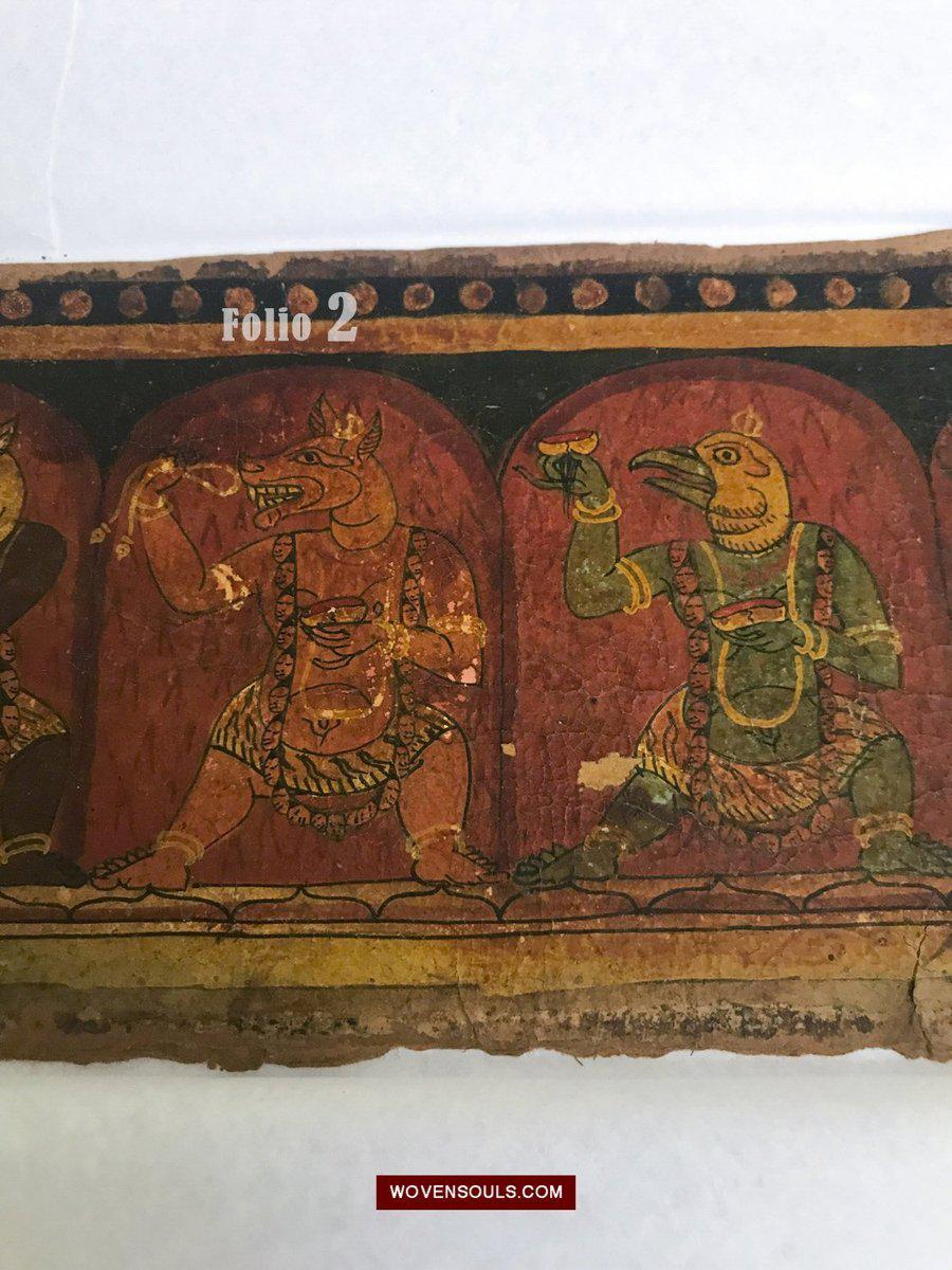 1278 Ancient Tibetan Manuscript leaves with Paintings of Deities-WOVENSOULS-Antique-Vintage-Textiles-Art-Decor