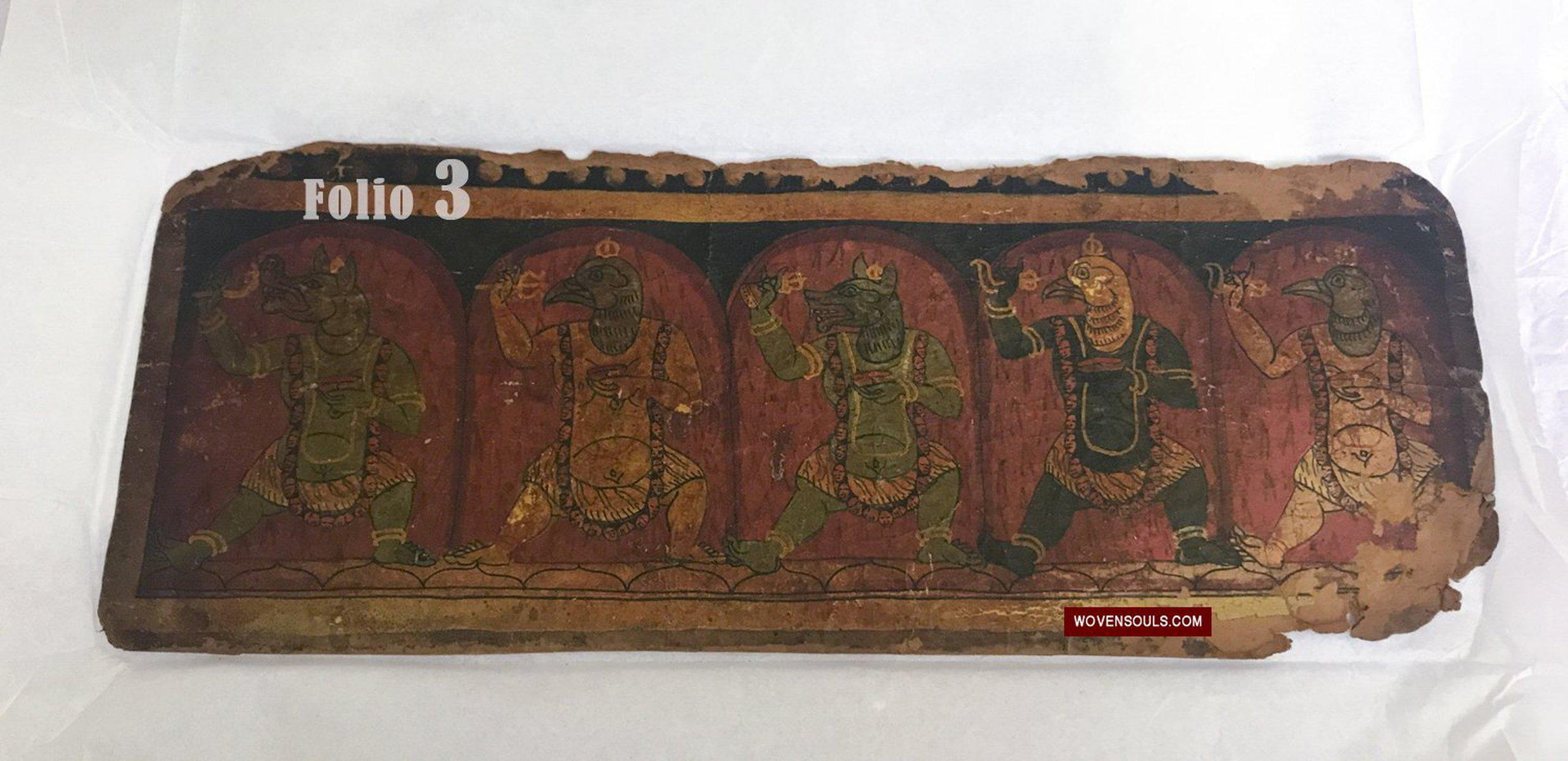 1278 Ancient Tibetan Manuscript leaves with Paintings of Deities-WOVENSOULS-Antique-Vintage-Textiles-Art-Decor