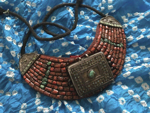 1279 SOLD Old Ladakh Heirloom Jewelry with Coral-WOVENSOULS-Antique-Vintage-Textiles-Art-Decor