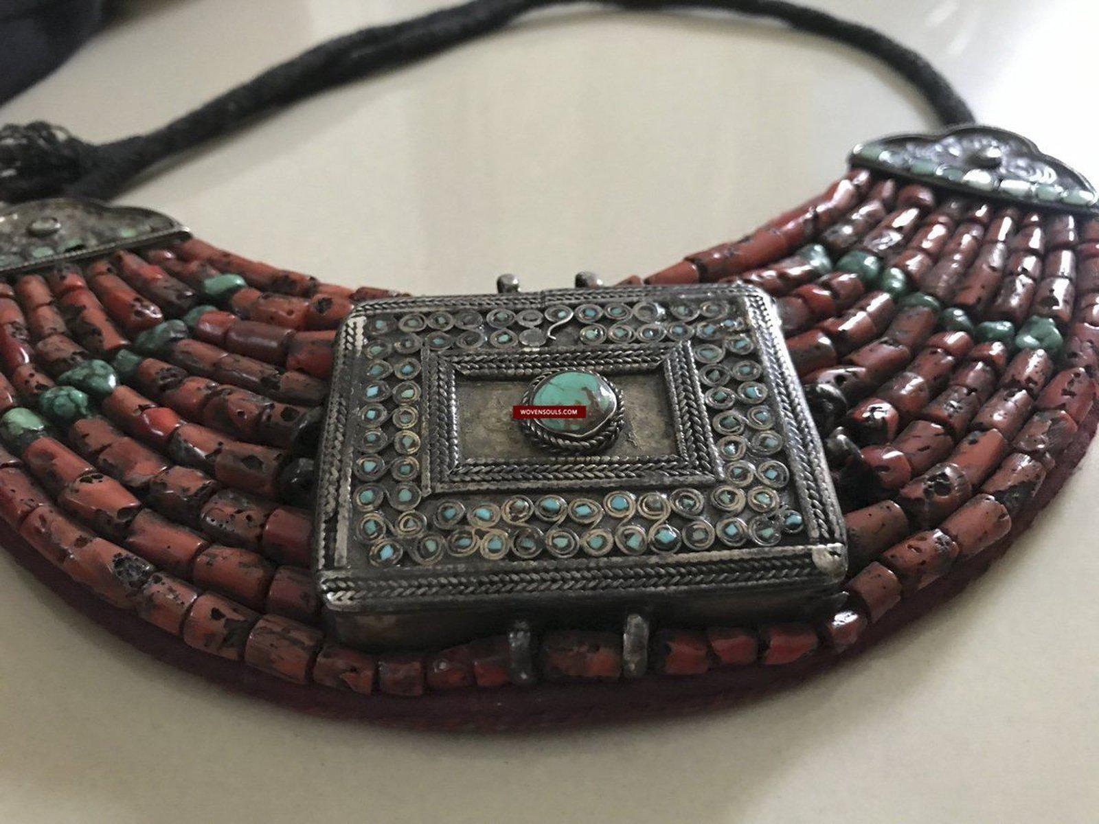 1279 SOLD Old Ladakh Heirloom Jewelry with Coral-WOVENSOULS-Antique-Vintage-Textiles-Art-Decor