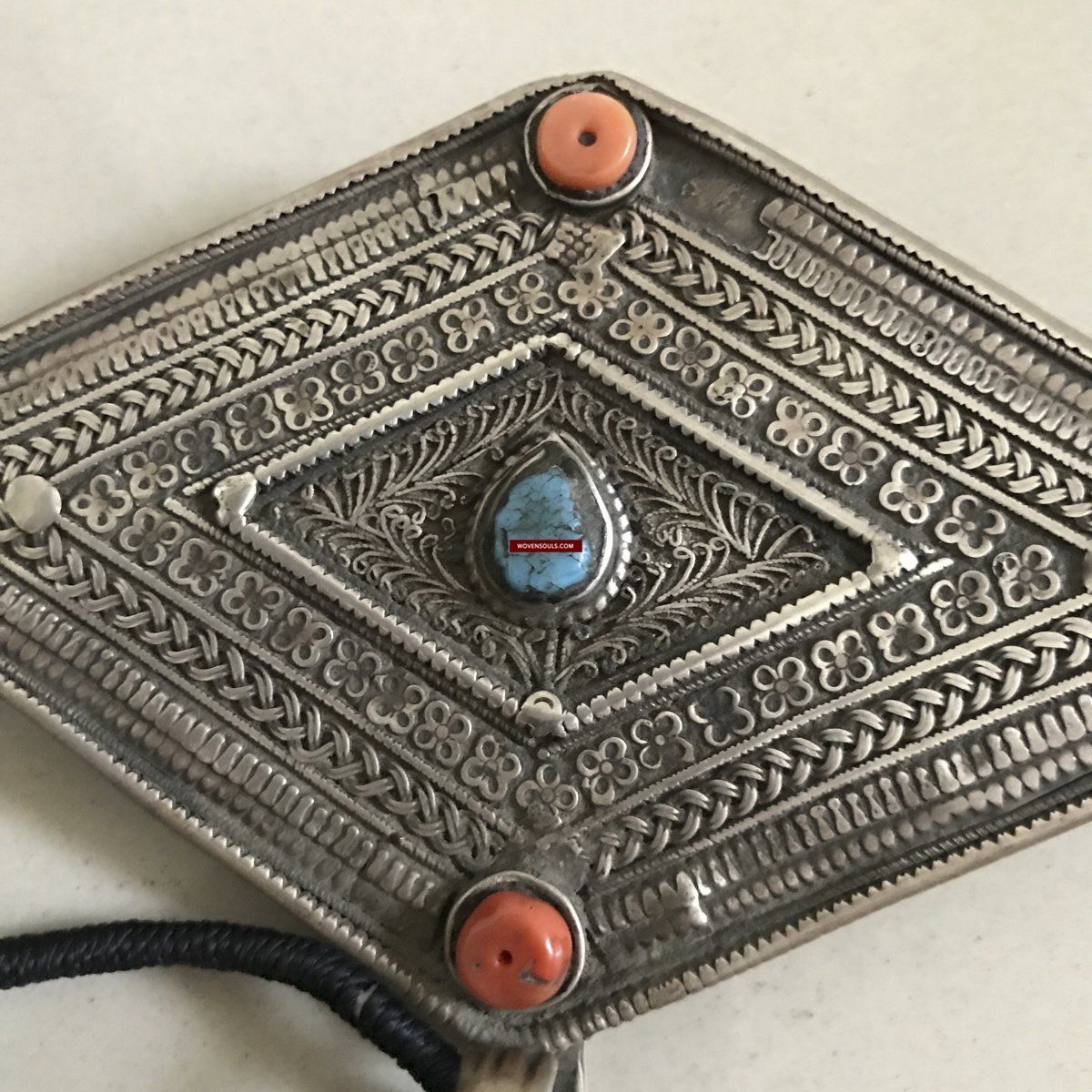 1282 Rare Old Ladakh Heirloom Silver Pendant SOLD-WOVENSOULS-Antique-Vintage-Textiles-Art-Decor