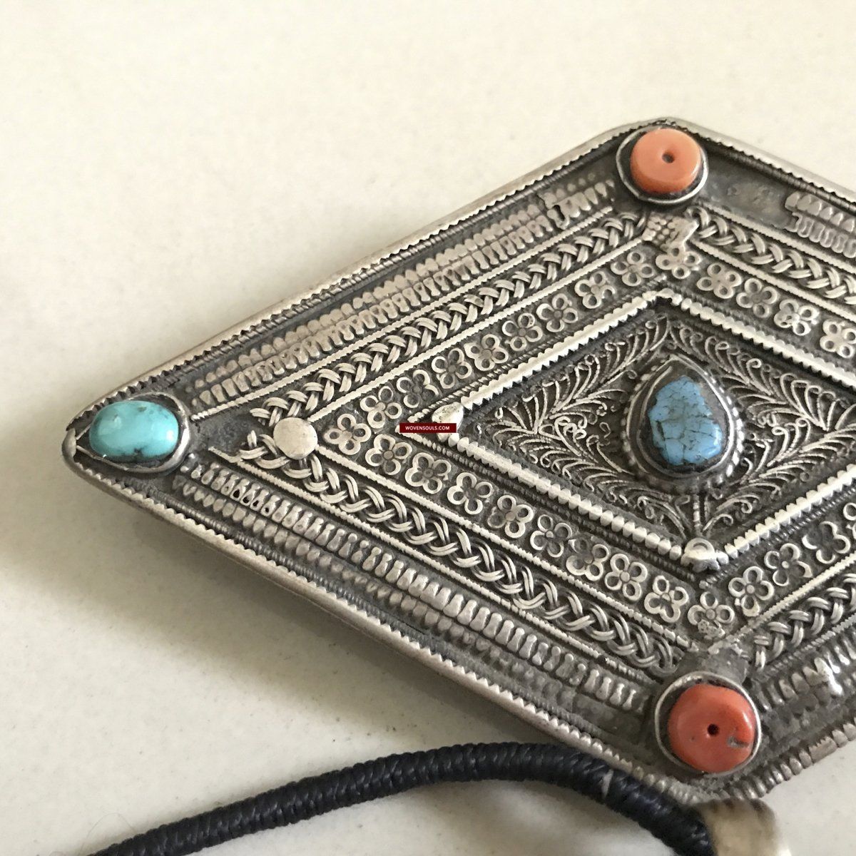 1282 Rare Old Ladakh Heirloom Silver Pendant SOLD-WOVENSOULS-Antique-Vintage-Textiles-Art-Decor