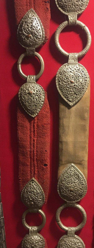 1283 SOLD Antique Bhutan Belt with Metal Ornaments - Museum Quality-WOVENSOULS-Antique-Vintage-Textiles-Art-Decor
