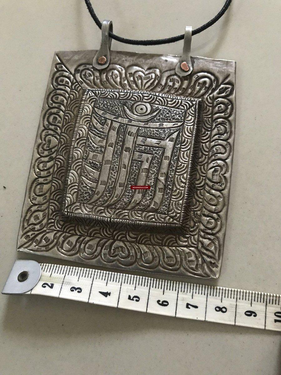 1284 SOLD Old Ladakh Heirloom Silver Buddhist Amulet Pendant-WOVENSOULS-Antique-Vintage-Textiles-Art-Decor