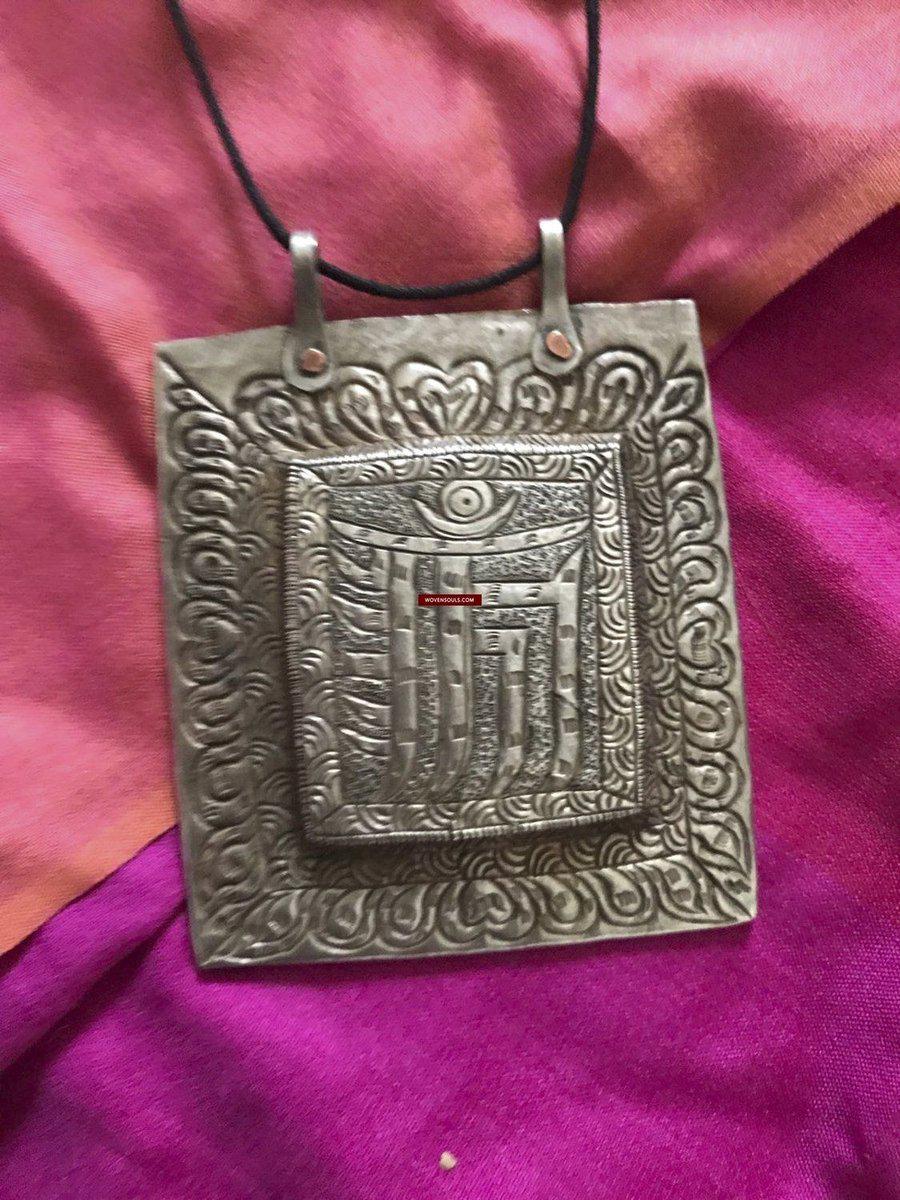 1284 SOLD Old Ladakh Heirloom Silver Buddhist Amulet Pendant-WOVENSOULS-Antique-Vintage-Textiles-Art-Decor