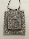 1284 SOLD Old Ladakh Heirloom Silver Buddhist Amulet Pendant-WOVENSOULS-Antique-Vintage-Textiles-Art-Decor